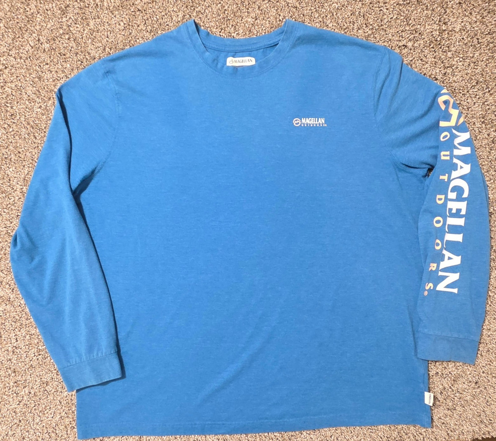 Magellan Outdoors Long Sleeve Shirt Blue Mens Sz 2XL Classic Fit Fishing Outdor